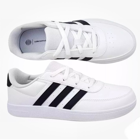 Kids Adidas Breaknet 2.0 K Tennis Shoes Color White/Black NWT Size 1 - Picture 1 of 11